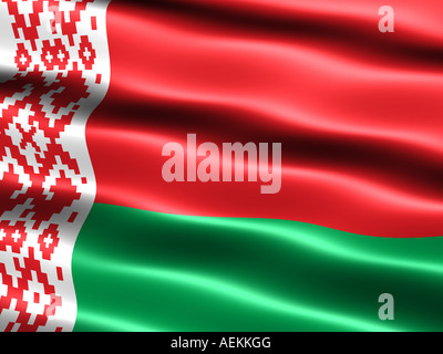 Computergenerierte Darstellung der Flagge der Republik Belarus mit seidig aussehen und Wellen Stockfoto