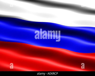 Computergenerierte Darstellung der Flagge von Russland mit seidig aussehen und Wellen Stockfoto