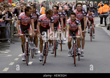 Das Predictor-Lotto-Team bei der 2007 Tour De France Grand Abfahrt Eröffnungsfeier in London Stockfoto