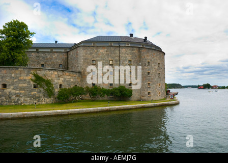 16. Jahrhundert Festung Vaxholm ist eine bekannte Sehenswürdigkeit in Vaxholm, der Hauptstadt des Archipels von Stockholm, Schweden Stockfoto