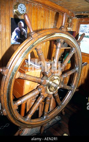 Steuerrad, Yavari Dampf Schiff Marinemuseum, Puno, Peru Stockfoto