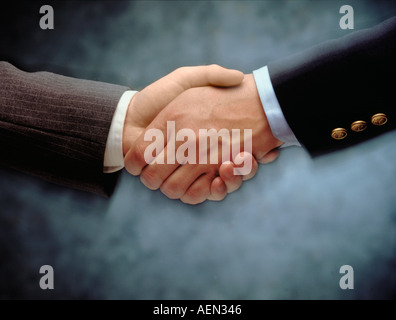 Business Handshake mit zwei Männern, die Hände schütteln Stockfoto