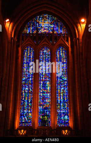 Stained Glass Windows anglikanische Kathedrale Liverpool England Stockfoto