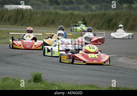 250er 250 cc Superkart Getriebe Kart Maßnahmen auf die Schikane bei Kirkistown Schaltung County down Northern Irland Stockfoto