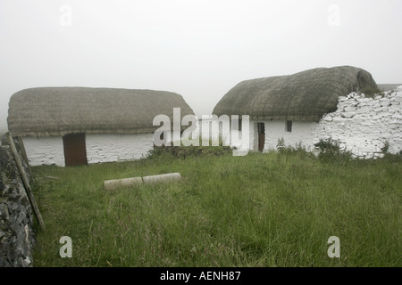 traditionelle manx strohgedeckten Hütten Häuser Wohnung Cregneash Dorf IOM Stockfoto