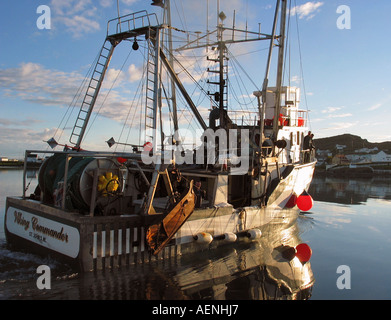 Angelboote/Fischerboote entladen Fisch am Kai in den Hafen von Twillingate, Neufundland, Atlantik-Kanada Stockfoto