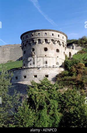 Würzburg, Festung Marienberg, Maschikuliturm Stockfoto