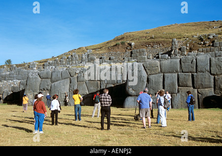 Inca Steinmauer. Saqsaywaman inca archäologische Stätte. Cuzco. Peru