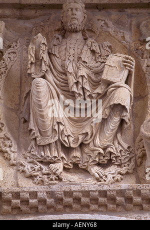 Carrion de Los Condes, Kirche Santiago, Relief von 1160 Stockfoto