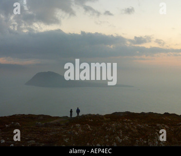 Bardsey Island vom Mynydd Mawr Cardigan Bay Wales U K Europa Ynys Enlli Lleyn Halbinsel Stockfoto