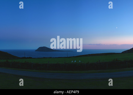 Bardsey Island vom Mynydd Mawr Cardigan Bay Wales U K Europa Ynys Enlli Lleyn Halbinsel Stockfoto