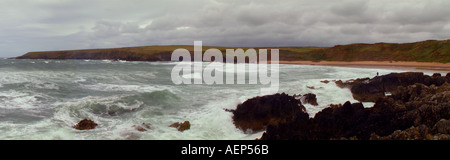 Porthor pfeifenden Sand Sturm Aberdaron Wales U K Europa Lleyn Halbinsel Ynys Gwylan fawr Stockfoto