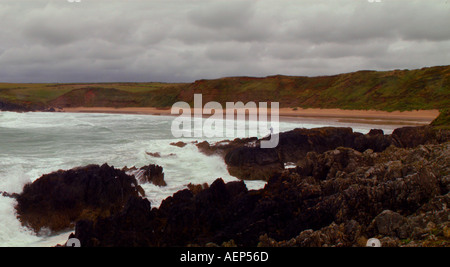 Porthor pfeifenden Sand Sturm Aberdaron Wales U K Europa Lleyn Halbinsel Ynys Gwylan fawr Stockfoto