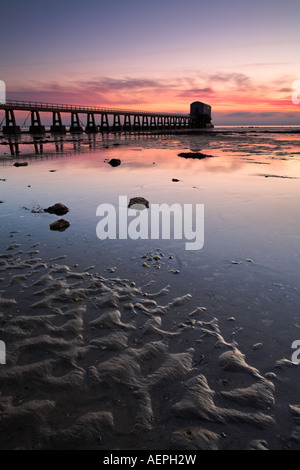 Bembridge Rettungsboot Pier bei Sonnenaufgang, Isle Of Wight Stockfoto