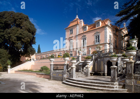 Oeiras, Palacio do Marques de Pombal, Barockgarten, Palastansicht Mit Treppe, Ab 1737 Stockfoto