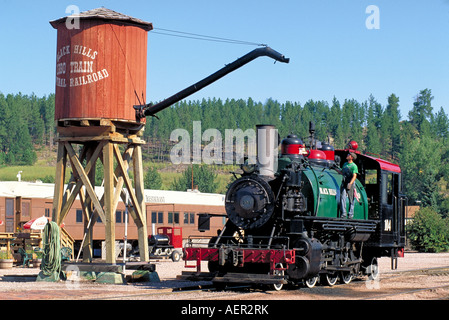 Elk257 2763 South Dakota Hills City Black Hills Central RR 1880 Motor vorbereiten, auf dem Wasser zu nehmen Stockfoto