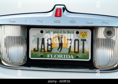 personalisierte Kennzeichen auf Lincoln Auto Golf-Hauptstadt der Welt-Florida-Vereinigte Staaten von Amerika-USA Stockfoto