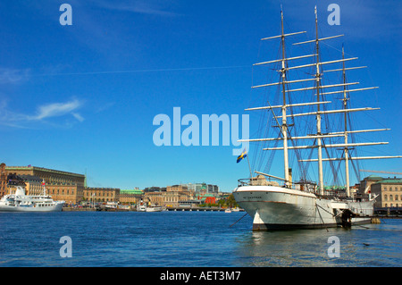 Af Chapman Schiff vor Anker in der Insel Skeppsholmen in Stockholm Schweden Mitteleuropa Stockfoto