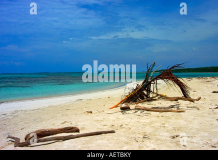 Ein verlassener Robinson Crusoe Strand in den Tropen Stockfoto