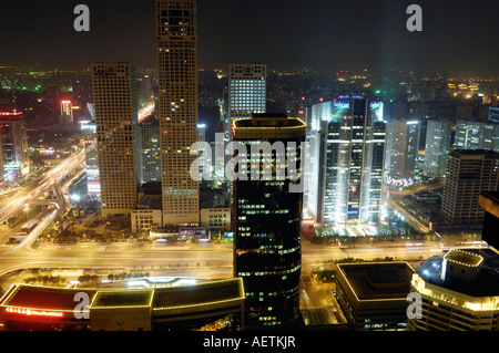 Zentralen Geschäftsviertel CBD von Peking in der Nacht 30. August 2007 Stockfoto