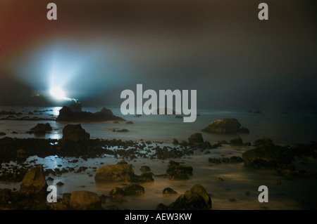 Nacht und Nebel in Crescent City, Kalifornien Stockfoto