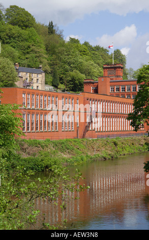 Masson Mühle und River Derwent Cromford "Peak District" Nationalpark Derbyshire England Stockfoto