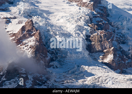 Detail der Nisqually Gletscher am Mount Rainier vom Gletscher Vista Mount Rainier Nationalpark Washington Stockfoto