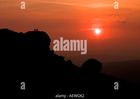 Sonnenuntergang über Ilkley Moor in Yorkshire Stockfoto