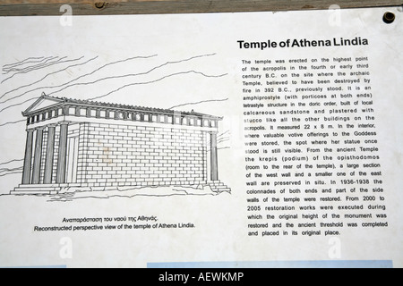 Tempel der Athena Diagramm Lindos Rhodos griechische Inseln Griechenland Hellas Stockfoto