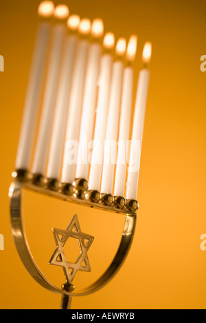 Voll beleuchteten menorah Stockfoto