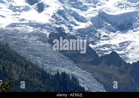 Mont Blanc und Glacier Des Bossons, Frankreich Stockfoto