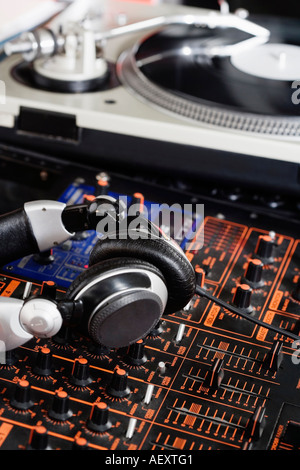 Nahaufnahme von DJ sound Getriebe Stockfoto