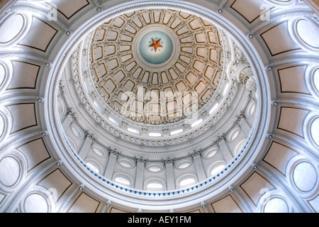 Texas State Capitol Rotunde Kuppel Stern nach oben vom Boden Stockfoto