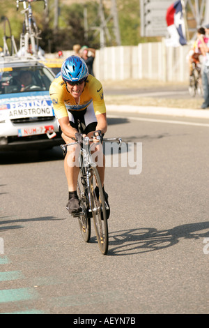 Lance Armstrong in seine letzte Tour de Frankreichund das letzte Zeitfahren von Tdf 2005 Stockfoto