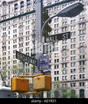 Wall Street und Broadway NewYork USA Stockfoto