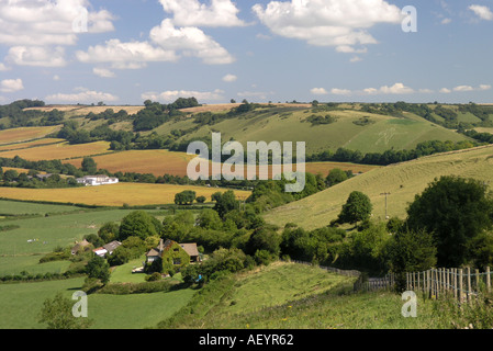 Blick auf die Landschaft in der Nähe von Cerne Abbas Dorset Stockfoto