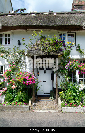 Dunster Dorf Reetdach Reetdachhaus Somerset England UK GB EU Europa Stockfoto