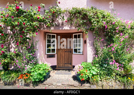 Dunster Dorf Reetdach Reetdachhaus Somerset England UK GB EU Europa Stockfoto