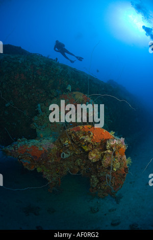 Außenseite des gesunkenen Zerstörer Fumizuki Truk Lagoon Föderierte Staaten von Mikronesien Stockfoto