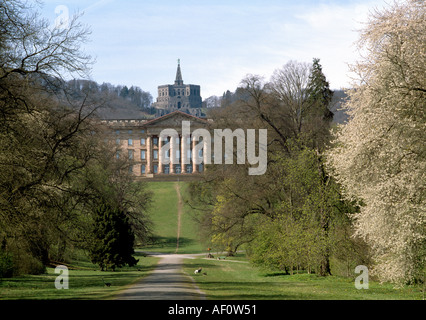 Kassel, Wilhelmshöhe, Barockpark, Blick Auf Schloß Und Karlsberg von Osten Stockfoto