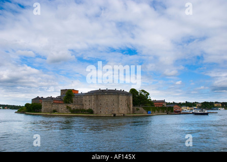 16. Jahrhundert Festung Vaxholm ist eine bekannte Sehenswürdigkeit in Vaxholm, der Hauptstadt des Archipels von Stockholm, Schweden Stockfoto