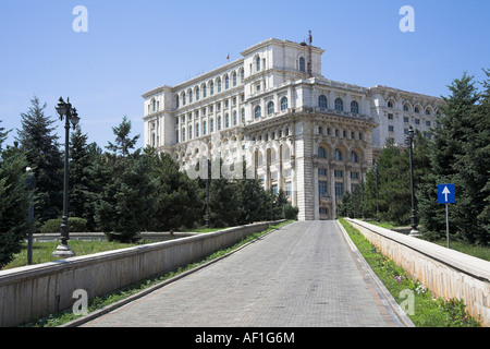 Palast des Parlaments, auch bekannt als Volkspalast, Casa Poporului, Bukarest, Rumänien Stockfoto