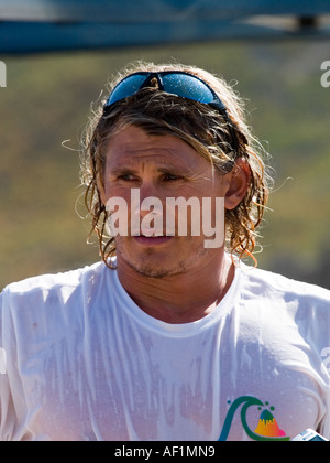 Jamie Mitchell Paddleboard Weltmeister nach dem Gewinn der US-Paddel Board Meisterschaftsrennen. Redondo Beach, CA USA 2006 Stockfoto