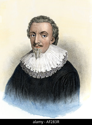 George Calvert, Erster Baron Baltimore, Englischer kolonisator von Neufundland und Maryland. Handcolorierte Stahlstich Stockfoto