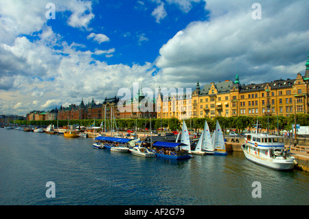 Strändvägen, vor Stadtteil Östermalm, Stockholm, Schweden Stockfoto