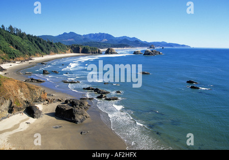 Eine Ansicht des Ecola State Park eine robuste Strecke der Pazifischen Ozean Landschaft in der Nähe des Resort Stadt von Cannon Beach Oregon Stockfoto