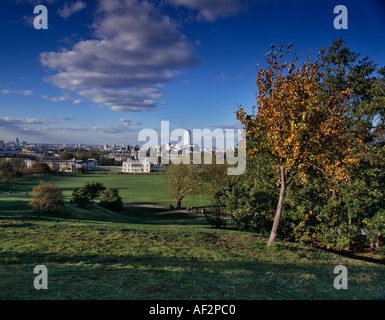 GREENWICH PARK UND DAS ROYAL NAVAL COLLEGE BLICK VOM NR LONDONER ROYAL OBSERVATORY Stockfoto