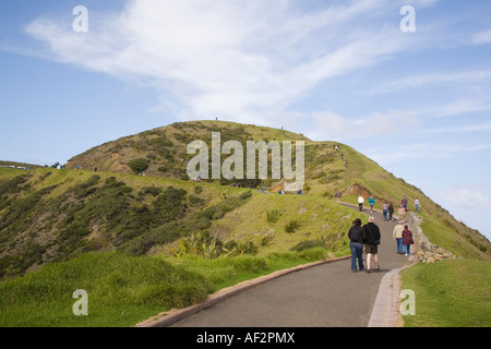 Aupori Halbinsel Northland Nord Insel Neuseeland kann Touristen zu Fuß weg vom Cape Reinga Leuchtturm auf Landzunge Stockfoto