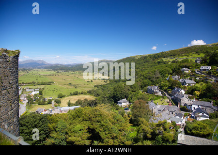 Blick von Harlech Castle, Gwynedd, Wales, UK Stockfoto