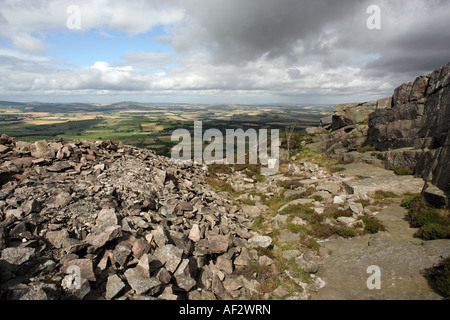 Blick vom Gipfel des kleinen Ochsen Craig am Berg Bennachie in der Nähe von Inverurie, Aberdeenshire, Schottland, UK Stockfoto